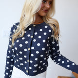 Miley Polka Dot Cardigan - Navy/Cream