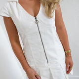 Katie Corduroy Mini Dress - White