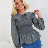 Lillie Peter Pan Collar Blouse Top - Pepper