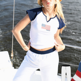 Fancy Varsity Button Loungepants- White