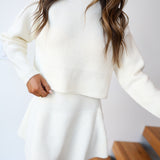 Stormie Knitted Sweater and Skirt Set - Cream