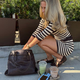 Brook Stripe Knit Dress - Brown Natural