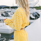 Fancy Striped Oversized Long Sleeve Top - Malibu Golden Yellow
