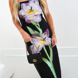 Marleigh Strapless Floral Maxi Dress - Black