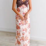 Keely Lace Maxi Dress-Pink/Brown