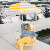 Fancy Striped Oversized Long Sleeve Top - Malibu Blue