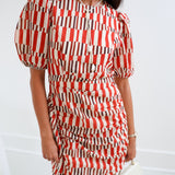 Miley Puff Sleeve Mini Dress - Burnt Orange