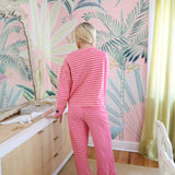 Fancy Striped Long Sleeve Top - Hibiscus/Paradise Pink