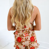 Marley Floral Romper - Taupe Red