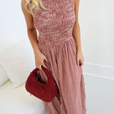 Charlie Gingham Midi Dress - Burgundy Gingham