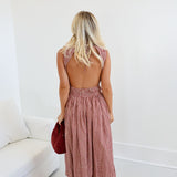 Charlie Gingham Midi Dress - Burgundy Gingham