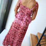 Alma Floral Peplum Maxi Dress - Salmon Red