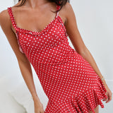 Ashley Polka Dot Mini Dress - Red
