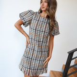 Marlowe Tweed Mini Dress - Grey (PREORDER)