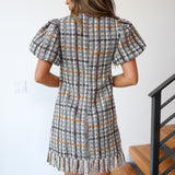 Marlowe Tweed Mini Dress - Grey (PREORDER)