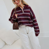 Sara Collared Knit Sweater - Burgundy