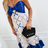 Marloe Multi Midi Strappy Dress - Cream/Royal