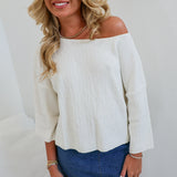 Miranda Boat Neck Knit Top - Cream