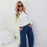 Mekalia Button Knit Top - Ivory