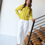 Megan  Knit Cardigan - Chartreuse