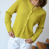 Megan  Knit Cardigan - Chartreuse