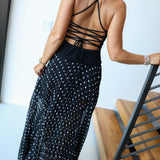 Ditsy Polka Dot Midi Dress - Black