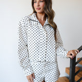 Serena Polka Dot Bomber Jacket And Shorts - White/Black