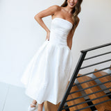 Delilah Satin Tube Top Midi Dress - Ivory