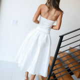 Delilah Satin Tube Top Midi Dress - Ivory