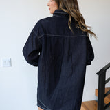 Kristie  Oversized Shirt And Mini Skirt - Dark Denim