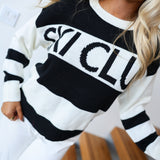 Ski Club Sweater - White-Black