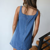 Mallory Denim Colorblock Shift Mini Dress - Denim 2 Tone