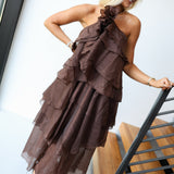 Charlie Tiered Ruffle Maxi Dress - Brown