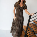 Isolde Polka Dot Maxi Dress - Dark Brown