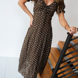 Isolde Polka Dot Maxi Dress - Dark Brown