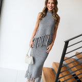 Debi Mock Neck Sweater Top - Charcoal