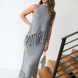 Debi Mock Neck Sweater Top - Charcoal