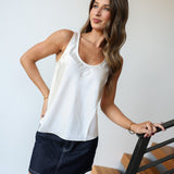 Dorie Satin Top- White