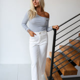 Heather Asymmetric Long Sleeve Top - Heather Grey