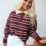 Emma Striped Sweater - Burgundy