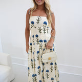 Manning Floral Print Midi Dress - Cream