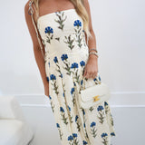 Manning Floral Print Midi Dress - Cream