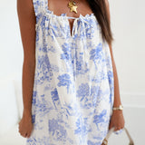 Mila Swing Mini Dress - Blue Horseman Print
