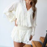 Jenny Smocked Waist Romper - Ivory