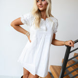 Claire Collar Puff Sleeve Mini Dress - Off White