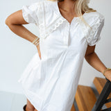 Claire Collar Puff Sleeve Mini Dress - Off White