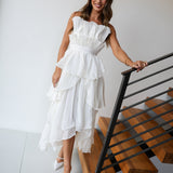 Lola Pleated Ruffle Maxi Dress - Off White