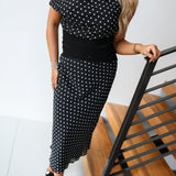 Kaitlyn Polka Dot Skirt Set - Black-White