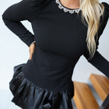 Jocelyn Puff Sleeve Bubble Mini Dress - Black