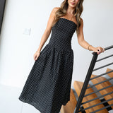 Polly Polka Dot Tube Dress - Black/White